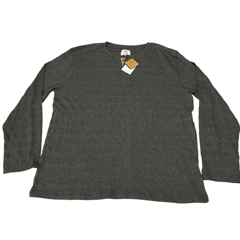 PX Clothing Shirt Henley Long Sleeve Gray Men Size XXL Casual Outdoor MSRP $42